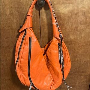 orYANY Bright Orange Leather Shoulder Bag